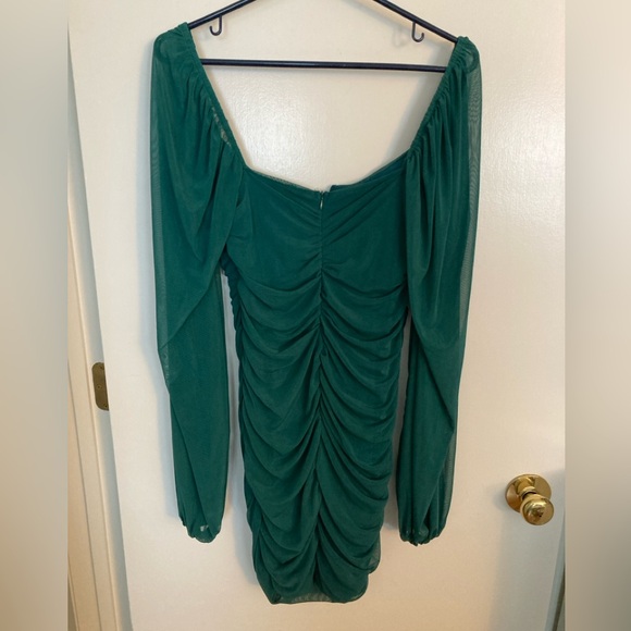 Amazon women's elegant puff sleeve, Square neck, XXL mesh bodycon mini dress - Picture 2 of 10